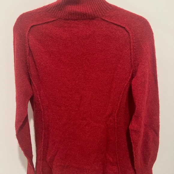 Peruvian Connection Red Baby Alpaca Rolled Collar Buttons Pullover M - Picture 3 of 4